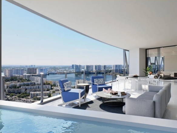Bentley Residences – Lines 03-04 living room and pool
