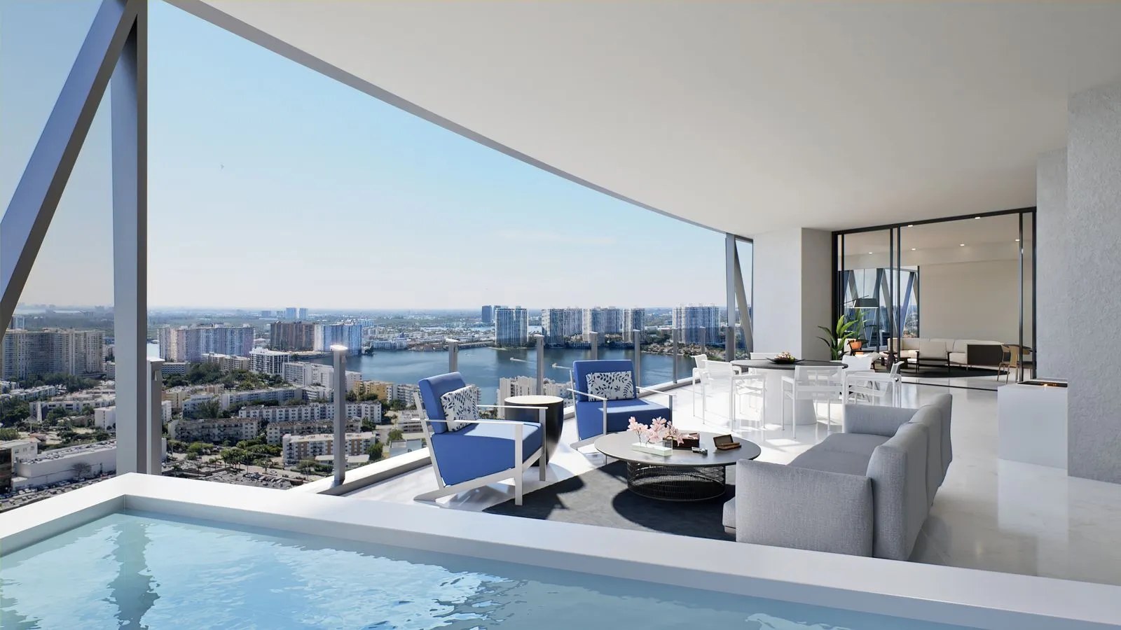Bentley Residences – Lines 03-04 living room and pool