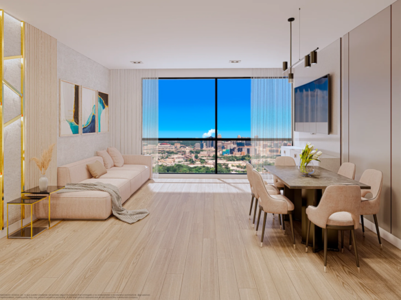 GZ Universal Tower Living Dining View – Castell Blau