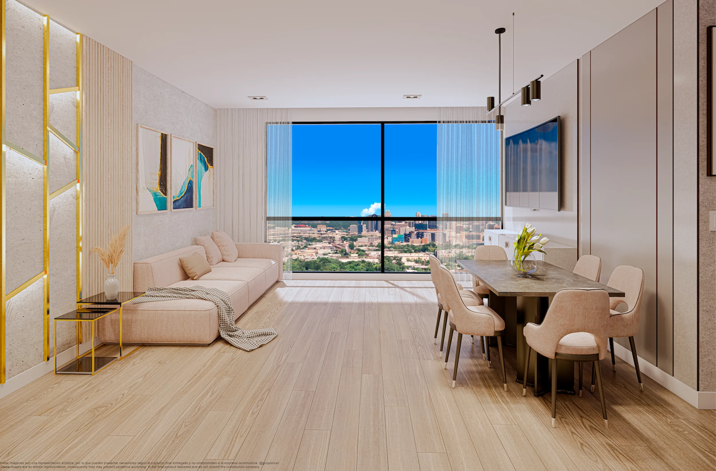GZ Universal Tower Living Dining View – Castell Blau
