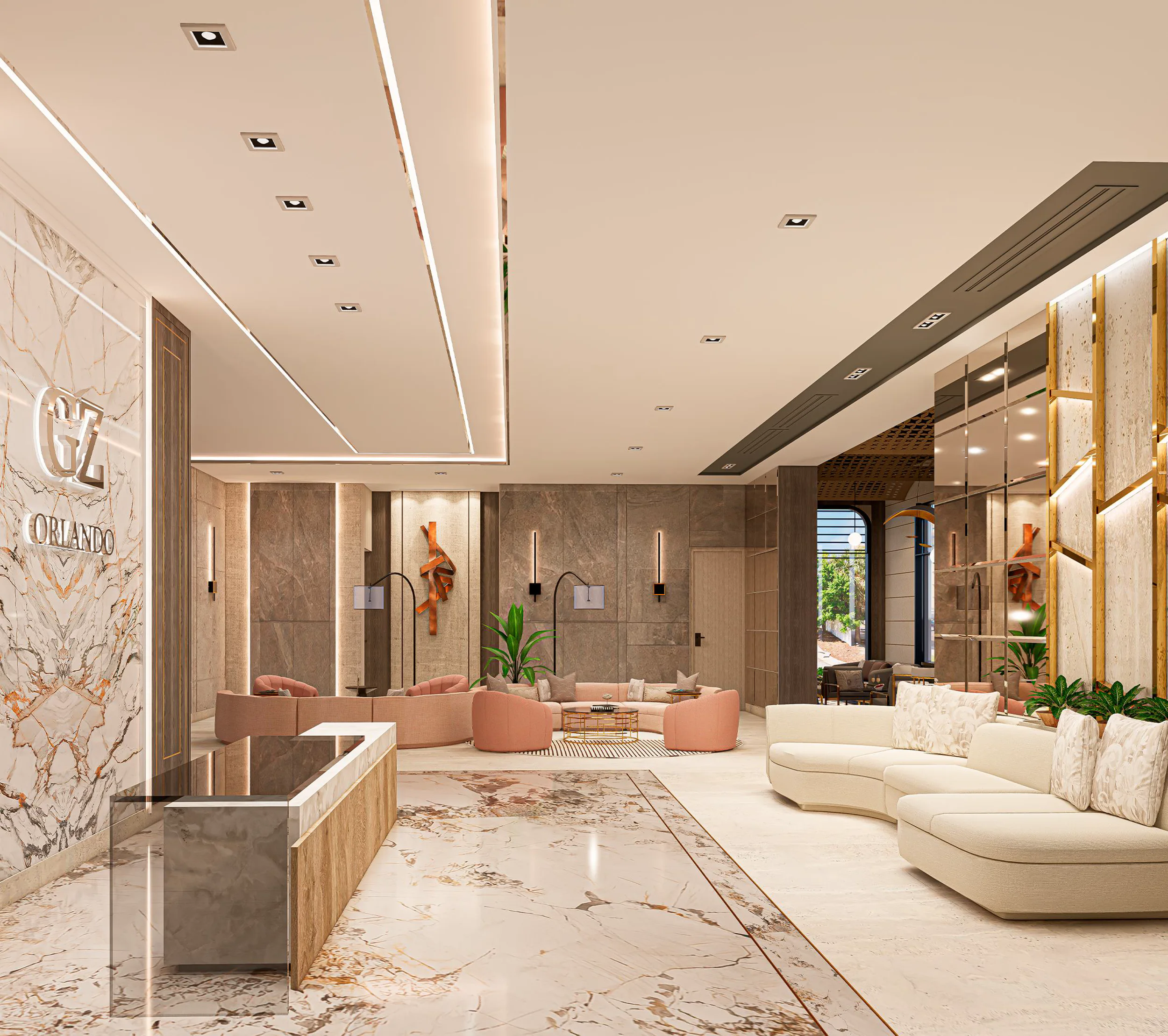 GZ Universal Tower Lobby Lounge – Castell Blau
