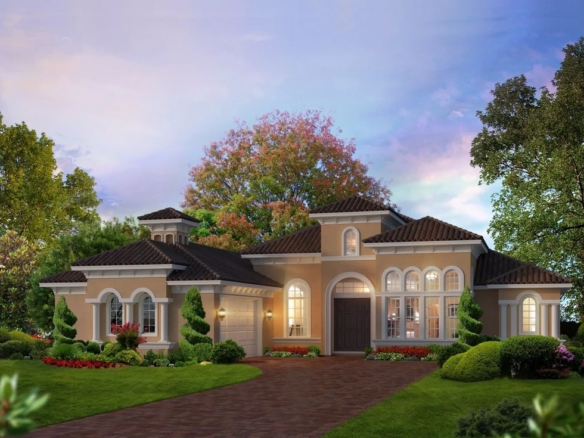 Live Oak Estates Estate Elevation A – Castell Blau