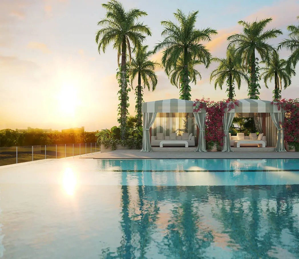 The Residences at Shell Bay – Rooftop pool cabanas