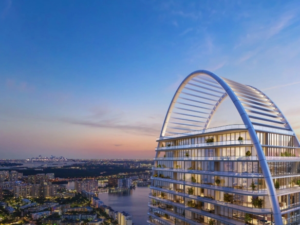 St. Regis Sunny Isles Beach – Tower exterior at dusk